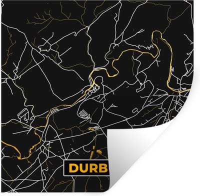 Muurstickers - Sticker Folie - Plattegrond - Durbuy - Kaart - Stadskaart - Goud - 100x100 cm - Plakfolie - Muurstickers Kinderkamer - Zelfklevend Behang XXL - Zelfklevend behangpapier - Stickerfolie
