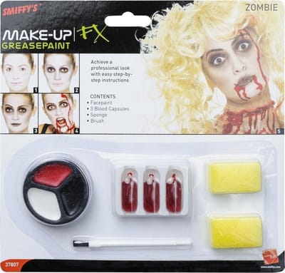 Complete horror zombie/vampier schmink set met bloedcapsules - Halloween verkleed accessoires