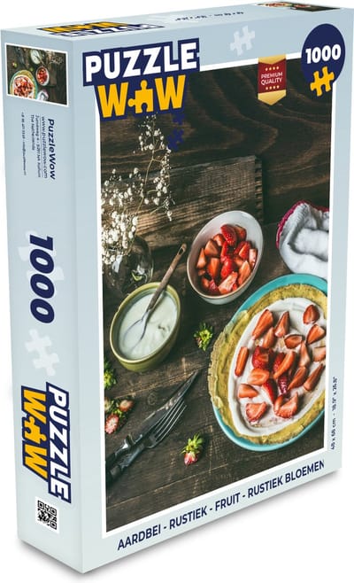 Puzzel Aardbei - Rustiek - Fruit - Rustiek Bloemen - Legpuzzel - Puzzel 1000 stukjes volwassenen