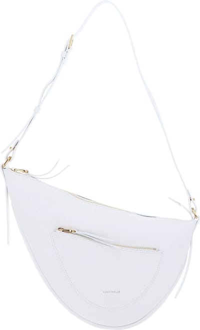 COCCINELLE Leren Schoudertas Snuggie Shoulderbag Double Grainey Leather Bril. Wh / Cela. Gr Zwart
