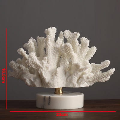 Décoration Corail Simulation Blanc Moderne Base en Marbre Artisanat Corail Résine Exquis Décoration Comptoir Salon Cadeau de Mariage