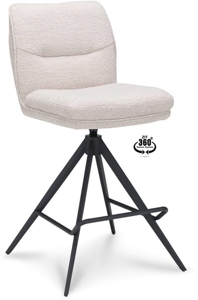 Icon Living - Barkruk Lizz - Zithoogte 65 - Stof Alpine Natural - Poot Zwart 360° Return-system