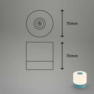 BRILONER - Oplaadbare Tafellamp - met warm wit licht - dimbaar - voor buiten en binnen - IP44 - draadloos - 2W - Ø7 x7 cm - blauw