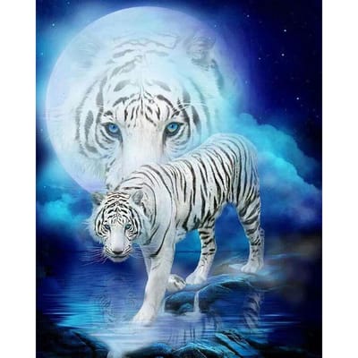 5D DIY diamant schilderij  Witte tijger  diamant borduurwerk kruissteek strass mozaïek schilderij 20X30CM white