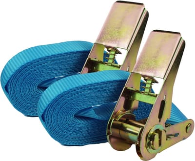 2x professionele ratelsjorband Spanband 1-delig 4m 0,8t 0,8tot 800kg TÜV/GS BLAUW