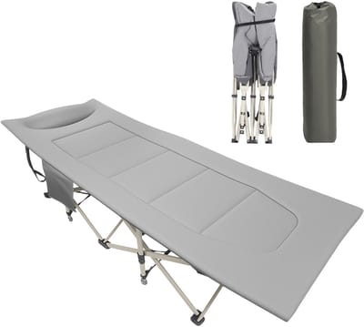 Opklapbaar Veldbed voor Volwassenen - Met Matras en Kussen - Draagbaar Campingbed tot 227 kg - Comfortabel Slaapbed voor Kamperen, Reizen en Kantoor