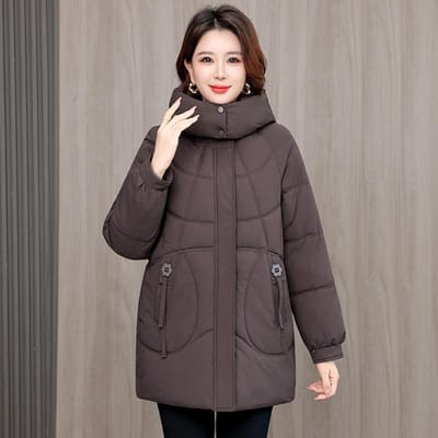 Dames Winter Plus Mid Down Parka Afneembare Capuchon Oversized 5XL
