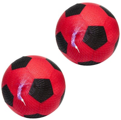Softbal foam - 2x - voetbal print - rood - zacht - dia 50 cm - speelgoed ballen
