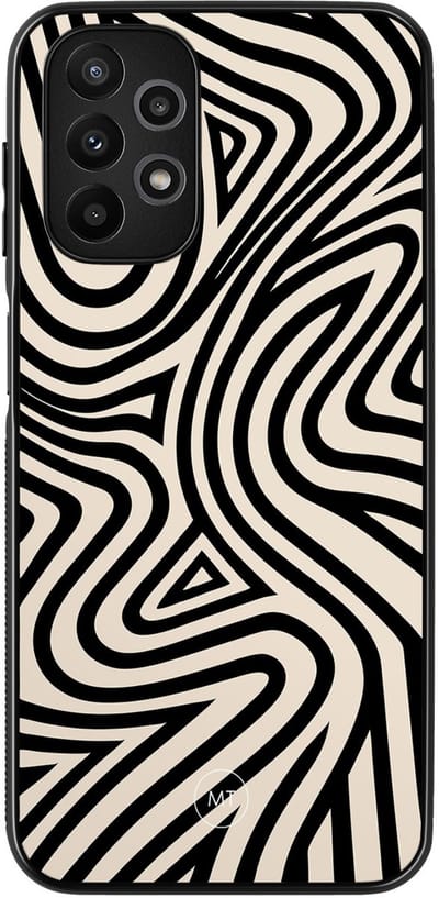 Hoesje geschikt voor Samsung Galaxy A13 4G - Groovy lines - TPU Hard Case Backcover - Zwart, Wit - Mooie Telefoonhoesjes