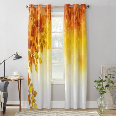 Esdoorn Bladerdak Landschap Raamgordijnen Voor Woonkamer Keuken Moderne Gordijnen Huisdecoratie Jaloezieën Drapes 135W x 60H(cm) x1 yellow