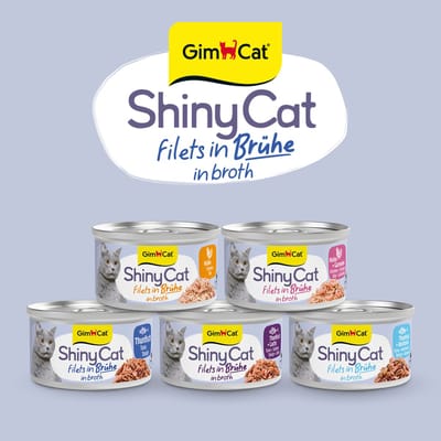 24 x 70 g - GimCat ShinyCat Filets in broth kip + garnalen