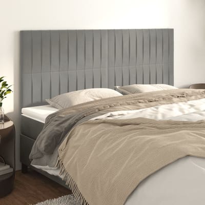 vidaXL - Hoofdbord - lichtgrijs - 160x5x118/128 - cm - fluweel