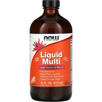 NOW Foods - Vloeibare multivitaminen (Sinaasappel smaak) 473 ml.