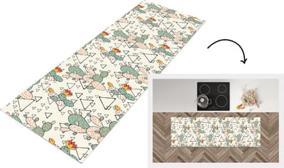 Keukenloper - Loper keuken - Patroon - Cactus - Driehoek - 150x50 cm - Keukenloper vinyl