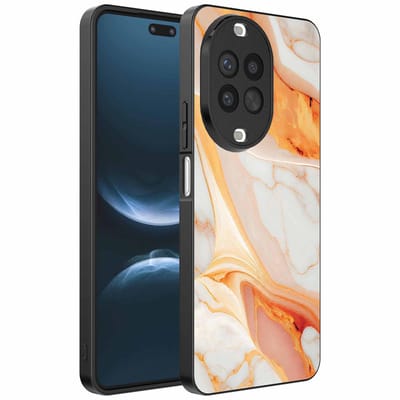 Geschikt voor Huawei Nova 14 Pro Telefoonhoesje met marmer opdruk - TPU backcover case marble design - Oranje - Smartphonica geschikt voor Huawei Nova 14 Pro