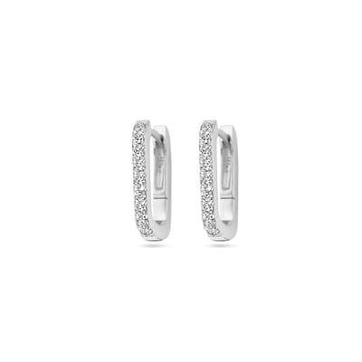 Zilver Gerhodineerd Klapoorringen Zirkonia 1338314