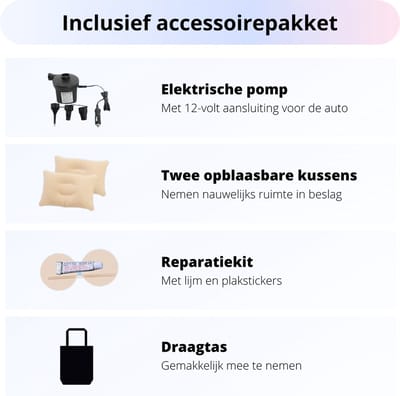 Opblaasbaar Auto Matras - Auto Luchtbed Beige - Achterbank en Achterbak - Tweepersoons 3-in-1 Universeel Automatras - Inclusief Elektrische Pomp en Accessoires - Kampeer Luchtbed voor Reizen