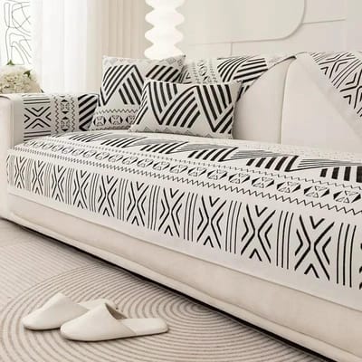 Nieuwe Bohemen Bankhoes Wit Jacquard Bankhoes voor Woonkamer Chenille Mat Stof Krasbeschermhoes Bankhanddoek Kussen 70x70cm 1pcs