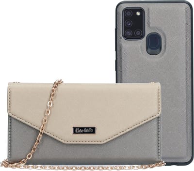 Casetastic Clutch Samsung Galaxy A21s (2020) - Goud/Silver