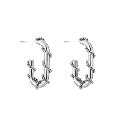 Bijoutheek Oorknop Oval Hoop Slang Ketting Zilver