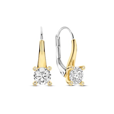 TI SENTO Dames Oorbellen - 925 zilver - Zirkonia met geel verguld - 78009ZY