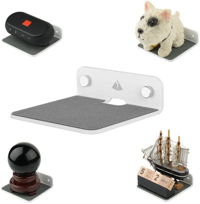 KZQ Luidsprekerstandaard - Wandplank - Opbergrek - Geschikt voor luidsprekers, webcams en mobiele telefoons - Zwevend acrylrek (wit)