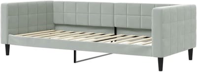 Slaapbank Fluweel - Logeerbed Bank - Ontspannen Zitten Slapen - 2-in-1 Functionaliteit - 90x200 cm - Lichtgrijs