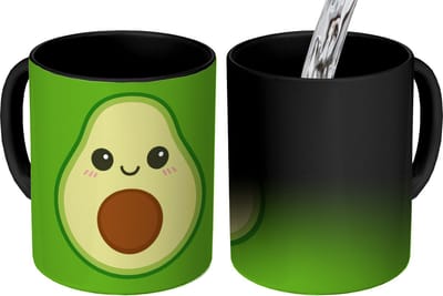 Magische Mok - Foto op Warmte Mokken - Koffiemok - Avocado - Groen - Speels - Magic Mok - Beker - 350 ML - Theemok