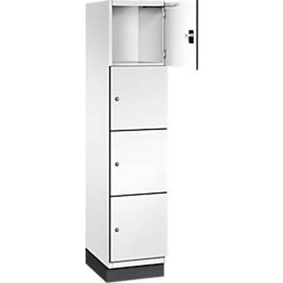 C+P Cambio lockerkast, 1 vak, 4 vakken, met plint, B 400 x D 525 x H 1980 mm, verkeerswit/wit