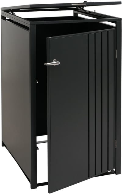 1-persoons afvalbakbekleding MCW-O67, afvalbakbox met deksel, metaal 122x68x84cm 35kg ~ antraciet