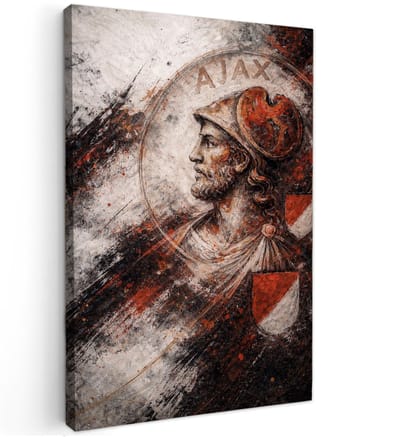Canvas schilderij - AJAX in Beweging - 60x40 cm - Abstracte kunst - Huis decoratie woonkamer - Keuken muur schilderijen - Wanddecoratie accessoires - Kamer interieur - voetbal