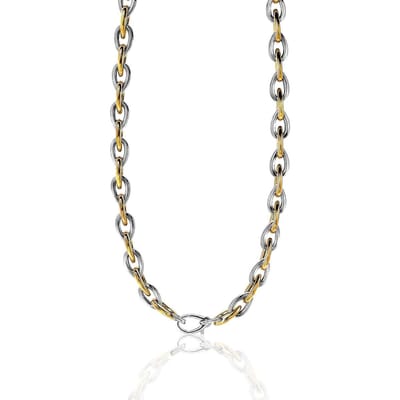 ZINZI zilveren collier geel verguld bicolor 45cm ZIC1235BG