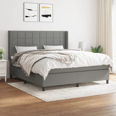 vidaXL - Boxspring - met - matras - stof - donkergrijs - 160x200 - cm