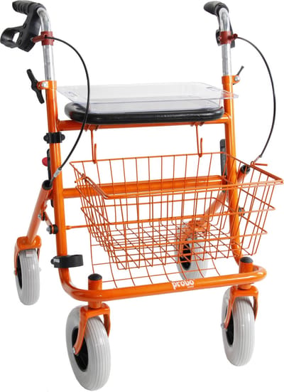 Rollator 43 cm zitbreedte - Premis Provo - Tot 120 kg - In hoogte verstelbaar - Voorzien van Onderarmschalen - Metallic Oranje