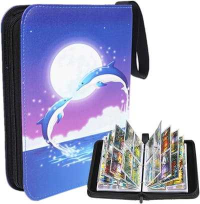 Collecting Cards Album Holder - PU Leather Collector Album - Capaciteit voor 400 Trading Cards - Kaarten Verzamelen en Organiseren (Dolphin)