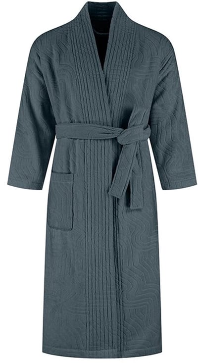 Yumeko badjas velours pebble blauw s