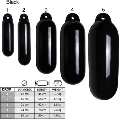 Majoni Stootwil - Drop Fender - Star 1 - 45 x Ø12cm - Zwart