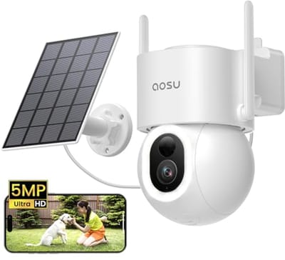 5 MP Zonne-energie Bewakingscamera – Draadloze Buitencamera met 400 Lumen Projector en Nachtzicht