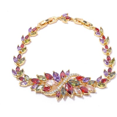 Europese en Amerikaanse Zirkonia Armband met Volledig Ingezette Diamanten Sieraden, Meerkleurig Wordt geleverd met Verlengde Sluiting 18.5Cm main chain + 3cm extended buckle beige