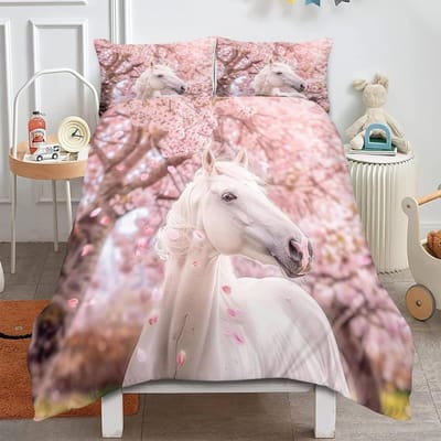 Meisjes Dekbedovertrek Sets Paardrijden Dekbedhoes Dieren Beddengoed Set 2 Delen Voor Kinderen Jongens Kamer Decoratie, Polyester Dekbedhoes Met Kussensloop 150x200cm 3pcs&Duvet Cover