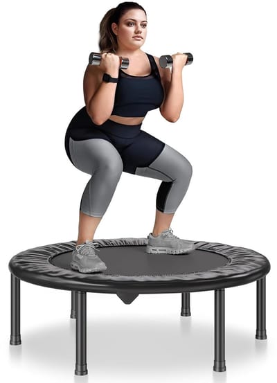 Opvouwbare Mini-Trampoline - Fitness Rebounder - Indoor Tuin Workout - Stabiel Stil - 36 Inch - Zwart Groen