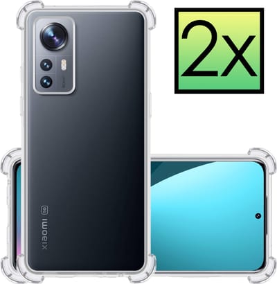 Hoesje - 2 Stuks - Geschikt voor Xiaomi 12 - Sterk & Shockproof - Siliconen Case - Back Cover - Telefoon Hoes Shock Proof - Transparant