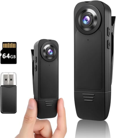 VH Supplies®Bodycam - Lichaamscamera - Ombindcamera - Full HD 1080P - 1000mAh Batterij - 64GB - Zwart