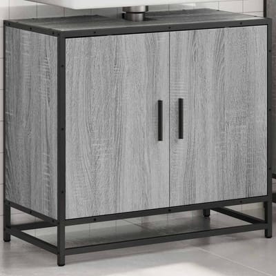 vidaXL - Wastafelkast - 65x33x60 - cm - bewerkt - hout - grijs - sonoma - eikenkleurig
