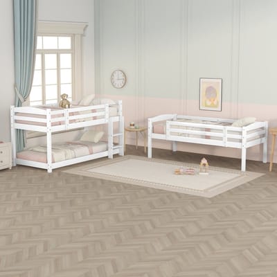 Stapelbed 90x200 cm - kinderbed - drie lagen - zonder matras - wit