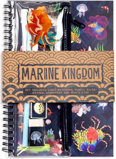 "Marine Kingdom Stationery Set - Notitieboek, Etui & Schrijfaccessoires (6-delig)"