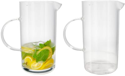 Gerimport Schenkkan water/wijn karaf Lucia - 2x - borosilicaat glas - 1050 ml - 10 X 17 X 19 CM