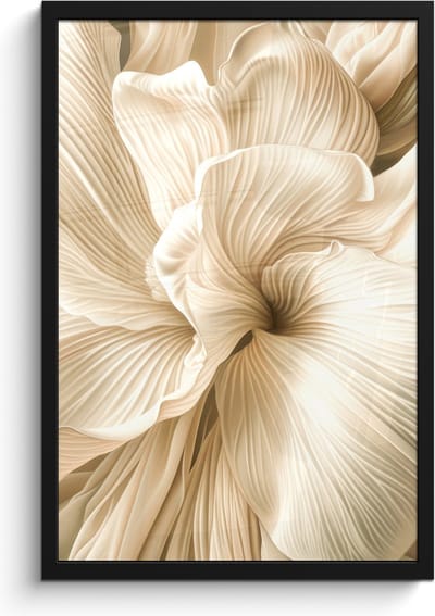 Poster in lijst - Fotolijst 40x60 cm - Posters - Abstract - Beige - Bloemen - Natuur - Posterlijst zwart - Decoratie - Wanddecoratie woonkamer - Muurdecoratie slaapkamer