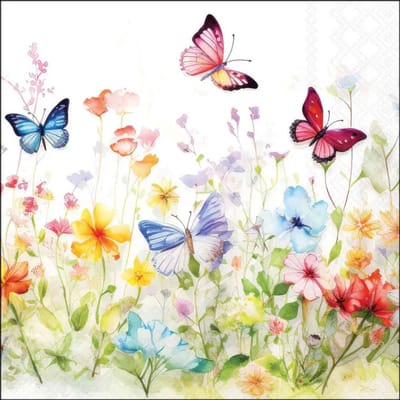 Ambiente - Servetten - 33 x 33 cm - Butterflies in Field