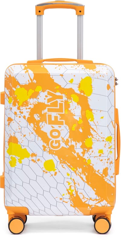 Handbagage koffer-Hardcase trolley met print-360 graden spinner wielen-Veilig cijferslot-Polycarbonaat – Vliegreis – 55,5x39x22,5 cm-Oranje